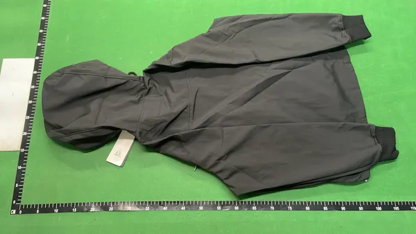 Black Hooded Shell Jacket With Zip Pockets — warehouse QC photo 3