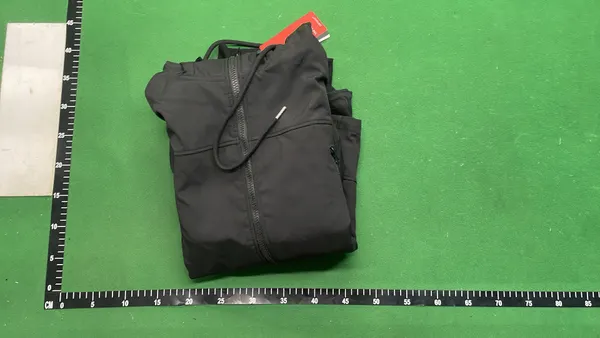 Black Hooded Shell Jacket With Zip Pockets — warehouse QC photo 4