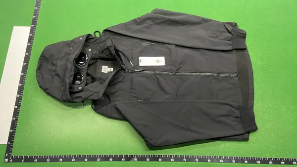 Black Hooded Shell Jacket With Zip Pockets — warehouse QC photo 6