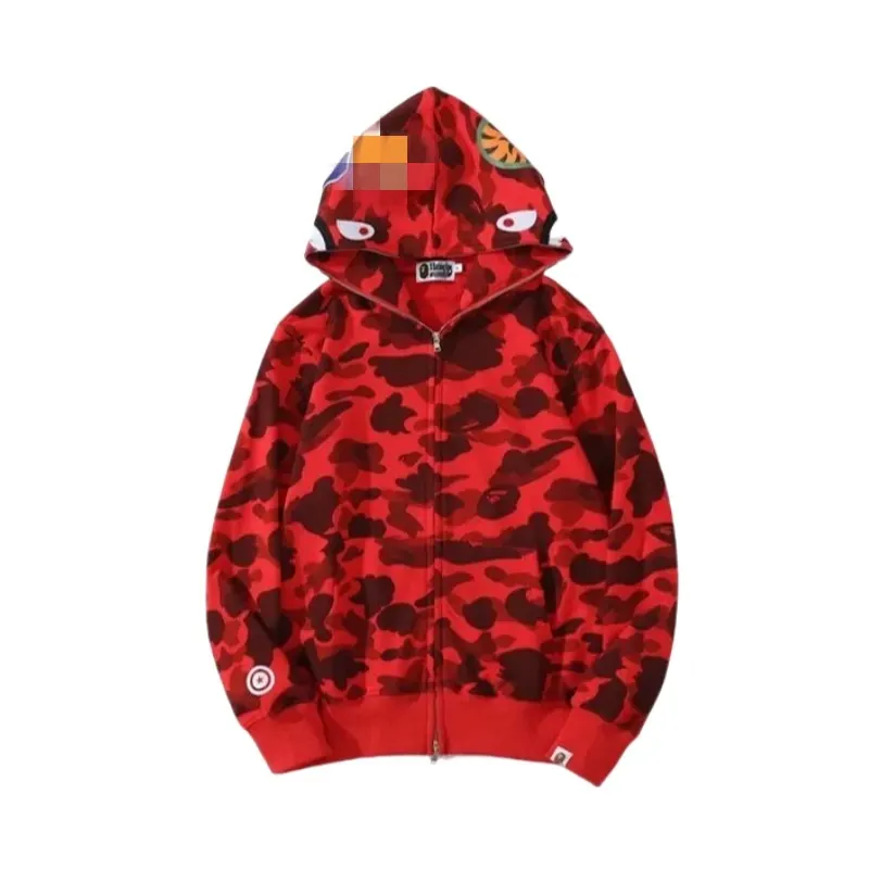 Grey Camo Full-Zip Hoodie With Face Graphic — merchant catalogue photo