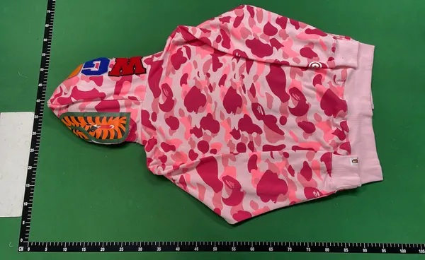 Grey Camo Full-Zip Hoodie With Face Graphic — warehouse QC photo 3
