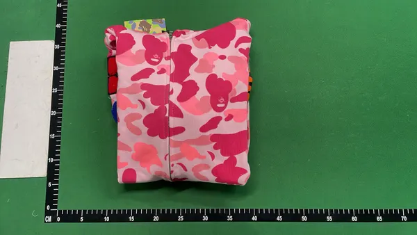 Grey Camo Full-Zip Hoodie With Face Graphic — warehouse QC photo 4