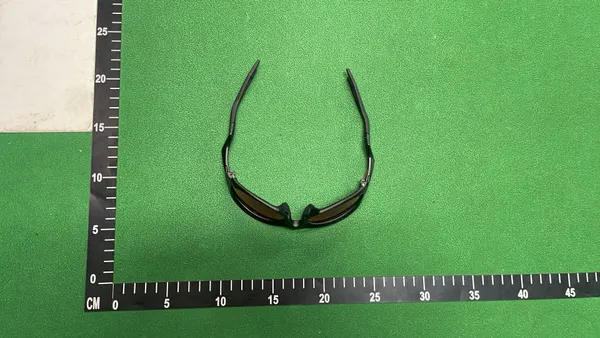 Black Wraparound Sunglasses With Red Mirror Lenses — warehouse QC photo 4