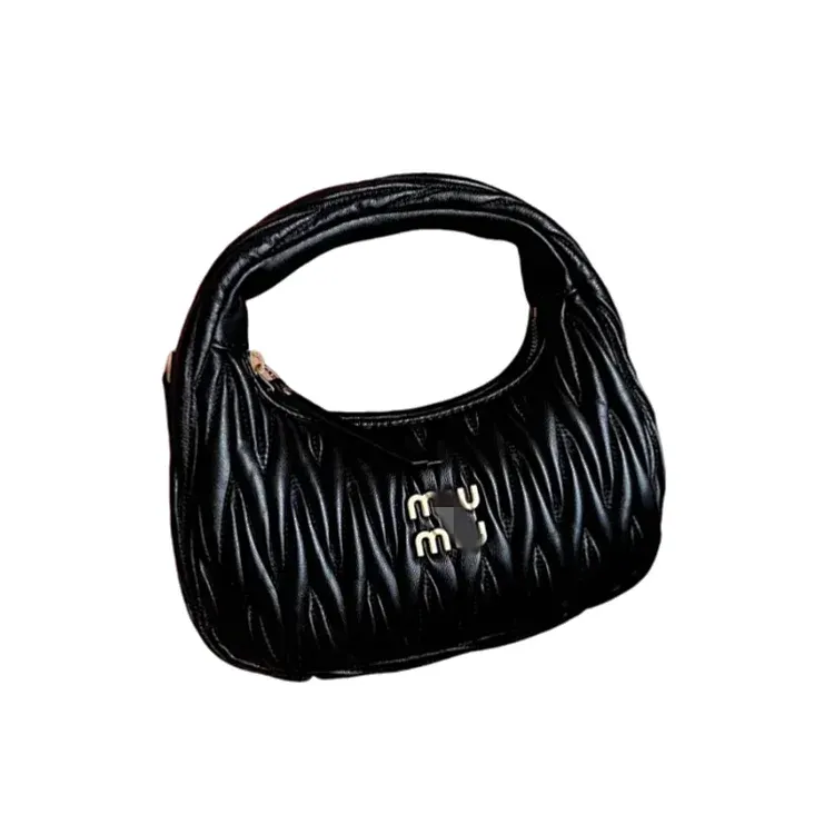 Black Ruched Mini Hobo Shoulder Bag — merchant catalogue photo