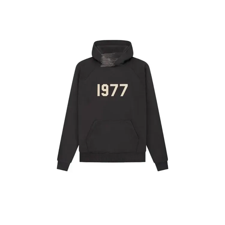 Washed Black Pullover Hoodie With Flocked Numerals — merchant catalogue photo