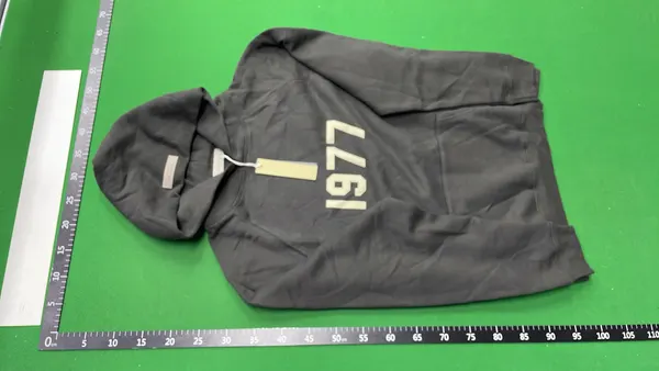 Washed Black Pullover Hoodie With Flocked Numerals — warehouse QC photo 6