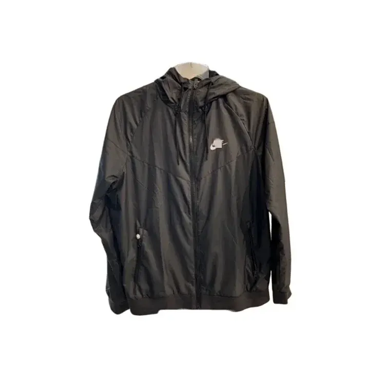 Black Hooded Lightweight Windbreaker Jacket — merchant catalogue photo