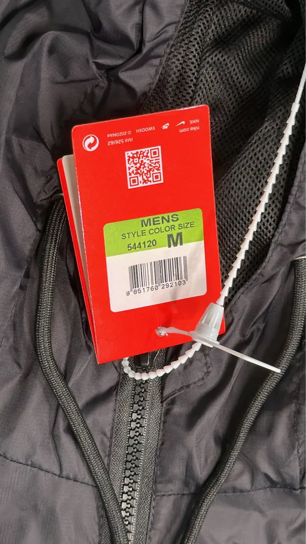 Black Hooded Lightweight Windbreaker Jacket — warehouse QC photo 1