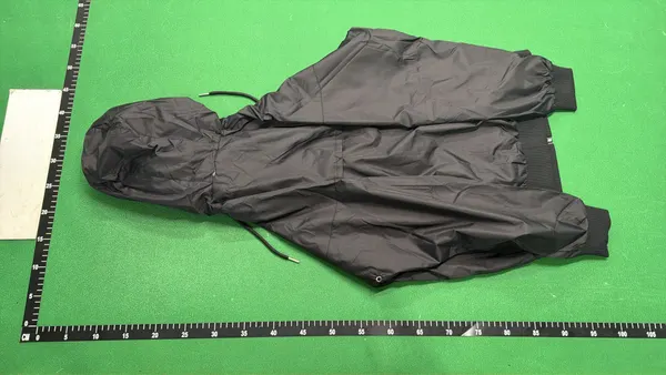 Black Hooded Lightweight Windbreaker Jacket — warehouse QC photo 3