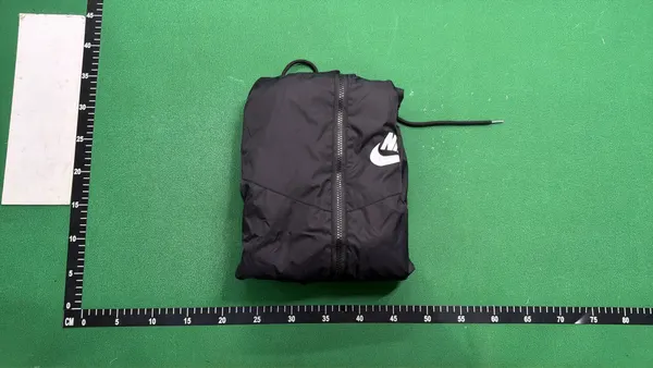 Black Hooded Lightweight Windbreaker Jacket — warehouse QC photo 4
