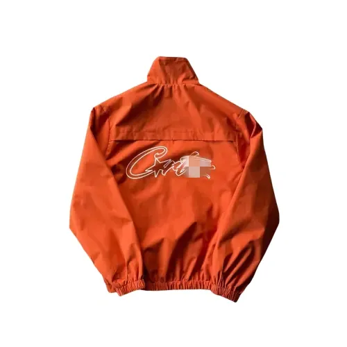 Orange Script Print Nylon Windbreaker Jacket — merchant catalogue photo