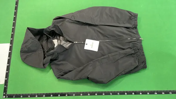 Black Hooded Nylon Windbreaker With Zip Pockets — warehouse QC photo 6