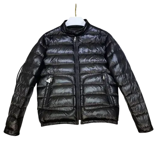 Glossy Black Lightweight Quilted Puffer Jacket — merchant catalogue photo