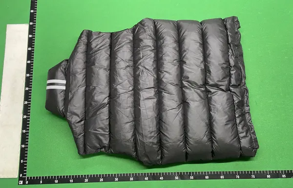 Quilted Down Puffer Vest With Stand Collar — warehouse QC photo 3