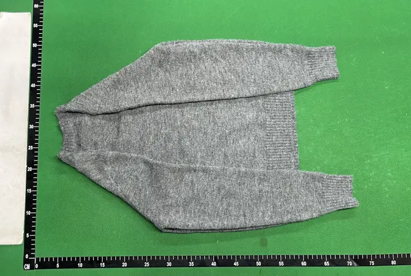 Grey Crewneck Sweater With Knitted Chest Lettering — warehouse QC photo 3