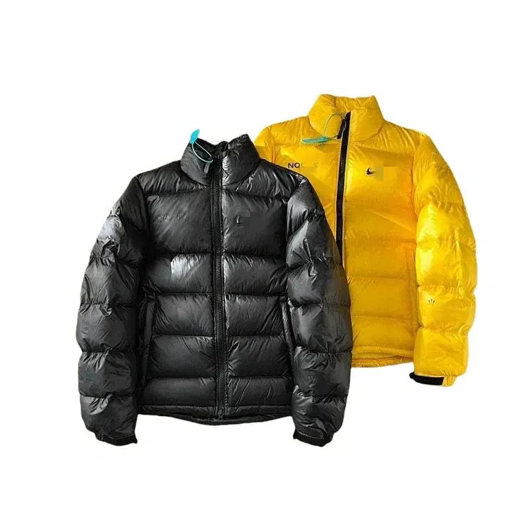 Glossy Black Puffer Jacket With Stand Collar — merchant catalogue photo