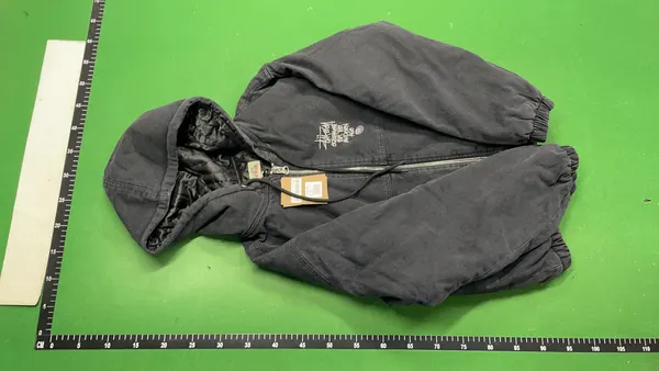 Washed Black Hooded Canvas Work Jacket — warehouse QC photo 2