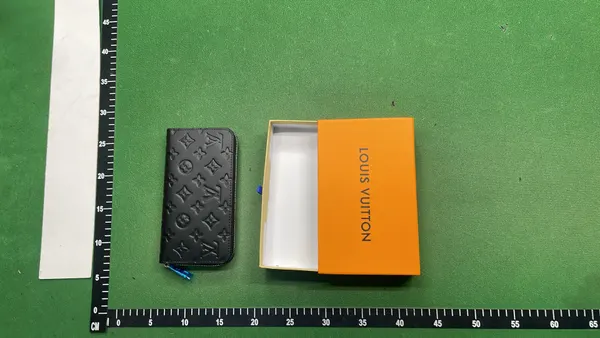 Black Embossed Monogram Long Bifold Wallet — warehouse QC photo 3