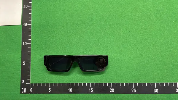 White Chunky Rectangular Frame Sunglasses — warehouse QC photo 3
