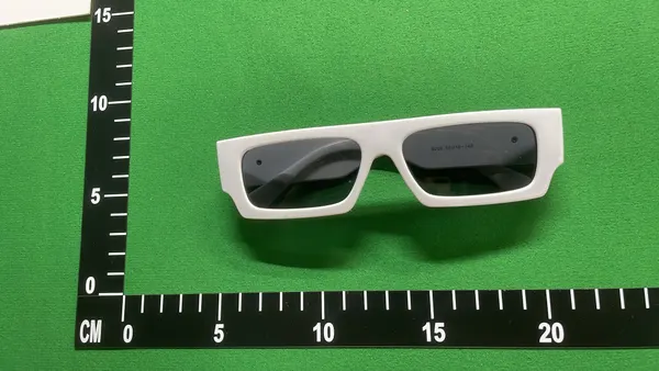 White Chunky Rectangular Frame Sunglasses — warehouse QC photo 4