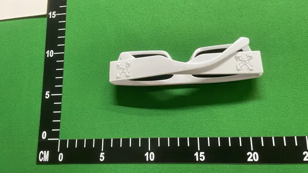 White Chunky Rectangular Frame Sunglasses — warehouse QC photo 5