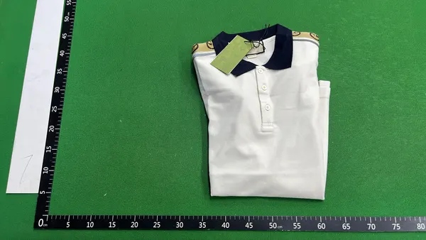 Cream Polo Shirt With Navy Contrast Collar — warehouse QC photo 4