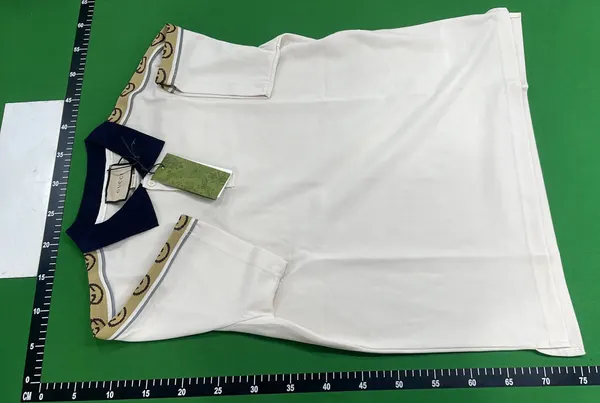 Cream Polo Shirt With Navy Contrast Collar — warehouse QC photo 6