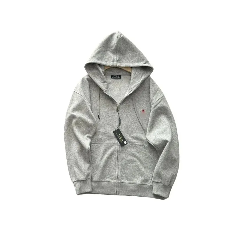 Black Full-Zip Hoodie With Embroidered Chest Logo — merchant catalogue photo