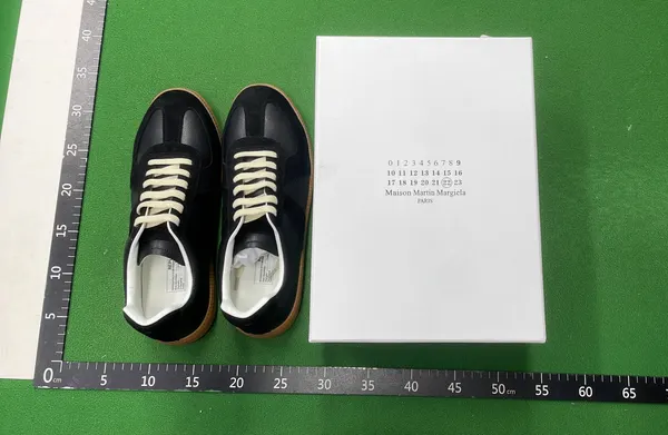 Black Suede And Leather Gum Sole Sneakers (#2) — warehouse QC photo 1