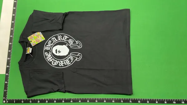 White Cotton Tee With Gothic Cross Graphic — warehouse QC photo 2