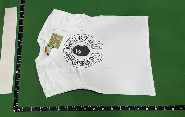 White Cotton Tee With Gothic Cross Graphic — warehouse QC photo 6