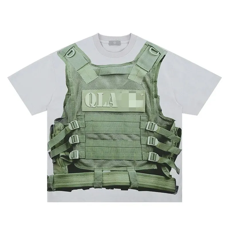 White Oversized T-Shirt With Tactical Vest Print — merchant catalogue photo