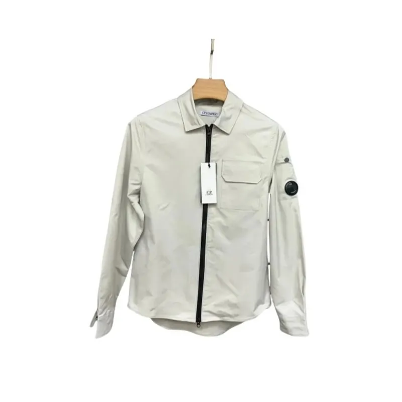 Beige Zip-Front Shirt Jacket With Chest Pocket — merchant catalogue photo