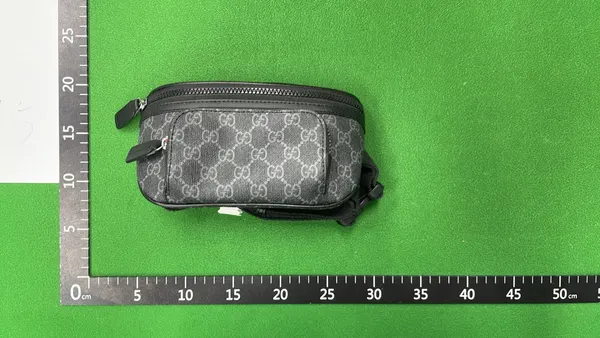 Beige Monogram Canvas Belt Bag With Leather Trim — warehouse QC photo 4