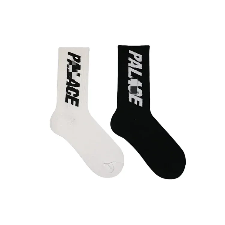 White And Black Ribbed Crew Socks — merchant catalogue photo