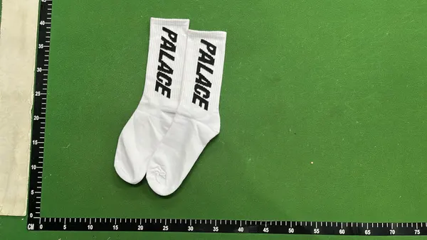 White And Black Ribbed Crew Socks — warehouse QC photo 1
