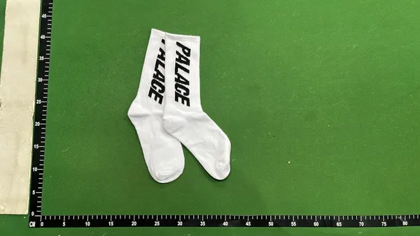 White And Black Ribbed Crew Socks — warehouse QC photo 2