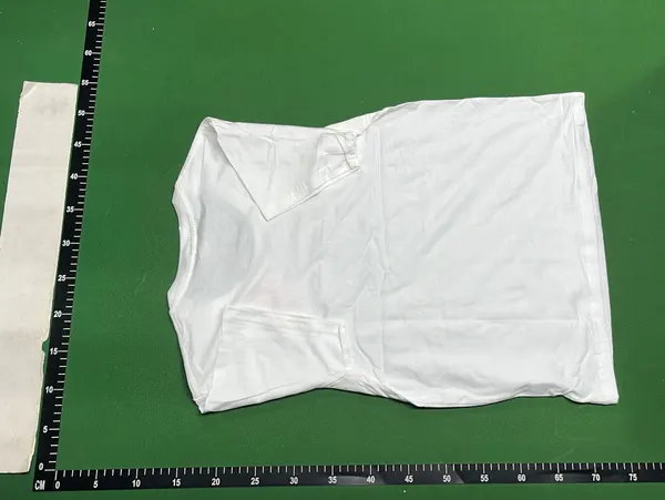 Black Crew Neck T-Shirt With Chest Logo — warehouse QC photo 3