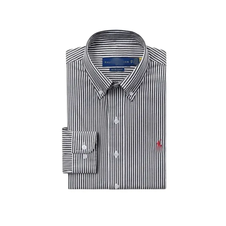 Black And White Striped Button-Down Shirt — merchant catalogue photo