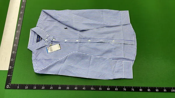 Black And White Striped Button-Down Shirt — warehouse QC photo 2