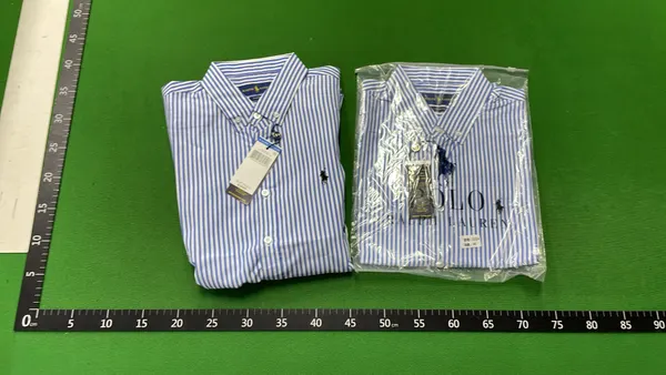 Black And White Striped Button-Down Shirt — warehouse QC photo 4