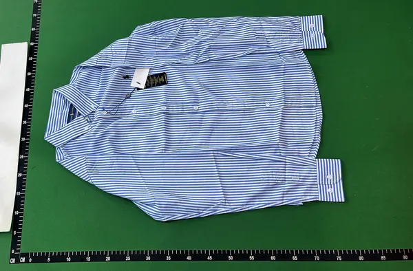 Black And White Striped Button-Down Shirt — warehouse QC photo 6