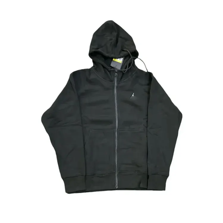 Black Full-Zip Fleece Hoodie With Drawcord Hood — merchant catalogue photo