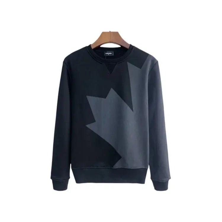 Black Crewneck Sweatshirt With Tonal Leaf Graphic — merchant catalogue photo