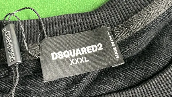 Black Crewneck Sweatshirt With Tonal Leaf Graphic — warehouse QC photo 1