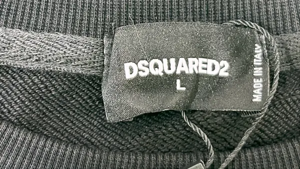 Black Crewneck Sweatshirt With Tonal Leaf Graphic — warehouse QC photo 5