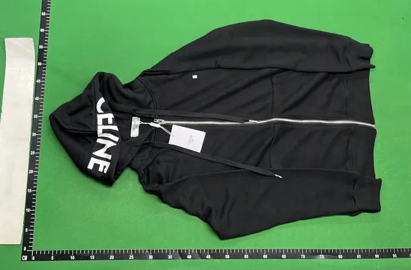 Black Zip-Up Hoodie With Printed Hood — warehouse QC photo 6