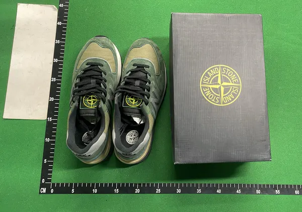 Green Suede Retro Runner Sneakers — warehouse QC photo 1