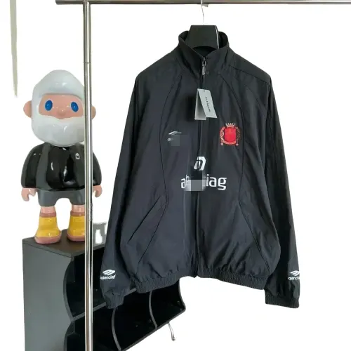 White Oversized Track Jacket With Crest Badge — merchant catalogue photo