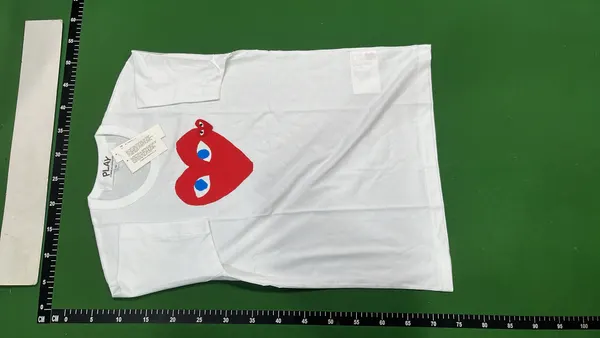 White Tee With Large Black Heart Print — warehouse QC photo 2